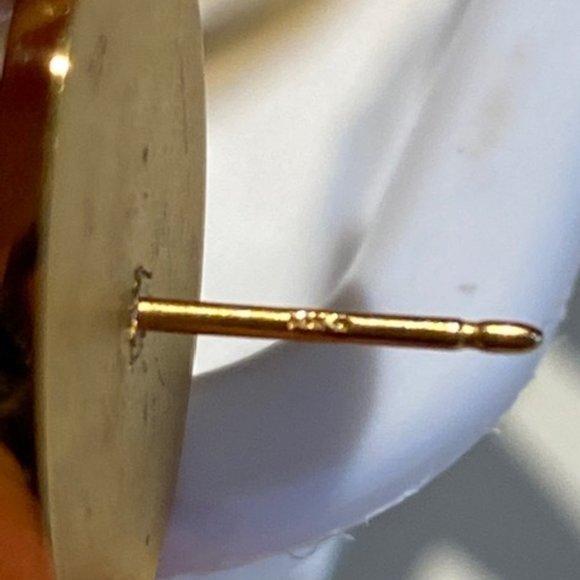 VTG 14K Gold Signed BFL Disc EARRINGS - Picture 10 of 10